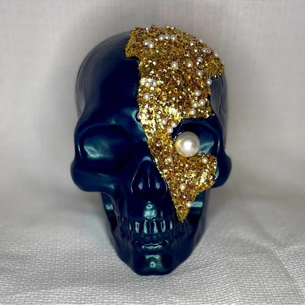 NWT Target Bullseye Playground Halloween Black Blue Gold Decorative Skull